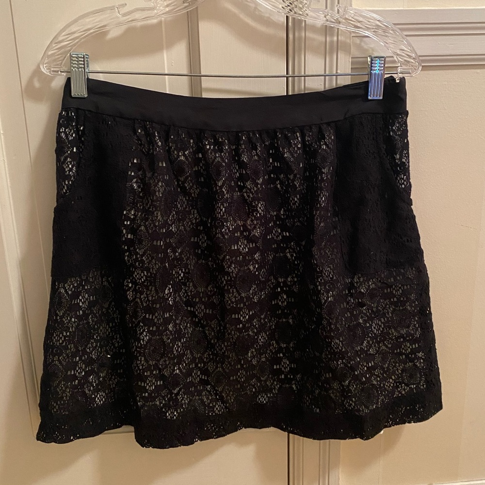 Cooperative Black Lace Side Pocket Mini Skirt Women's Size 10 NWT
